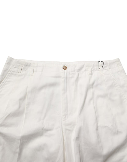 White Cotton Mid Waist Men Bermuda Shorts