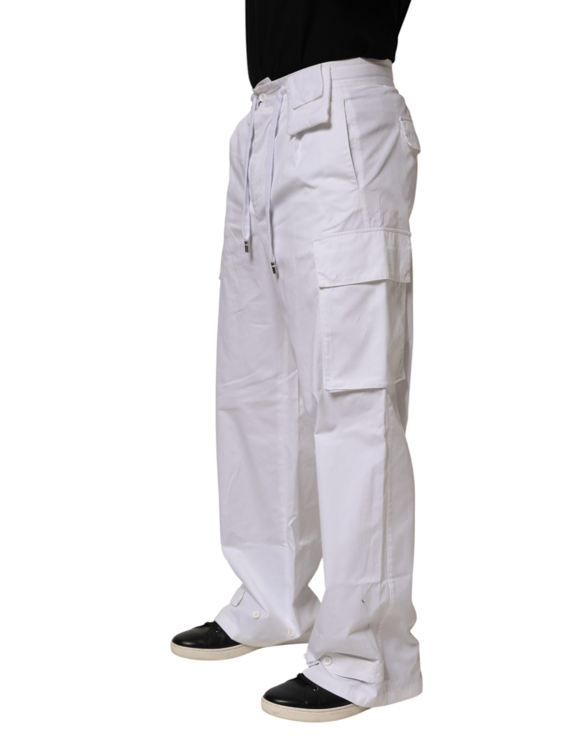 White Linen Straight Cargo Men Trouser Pants