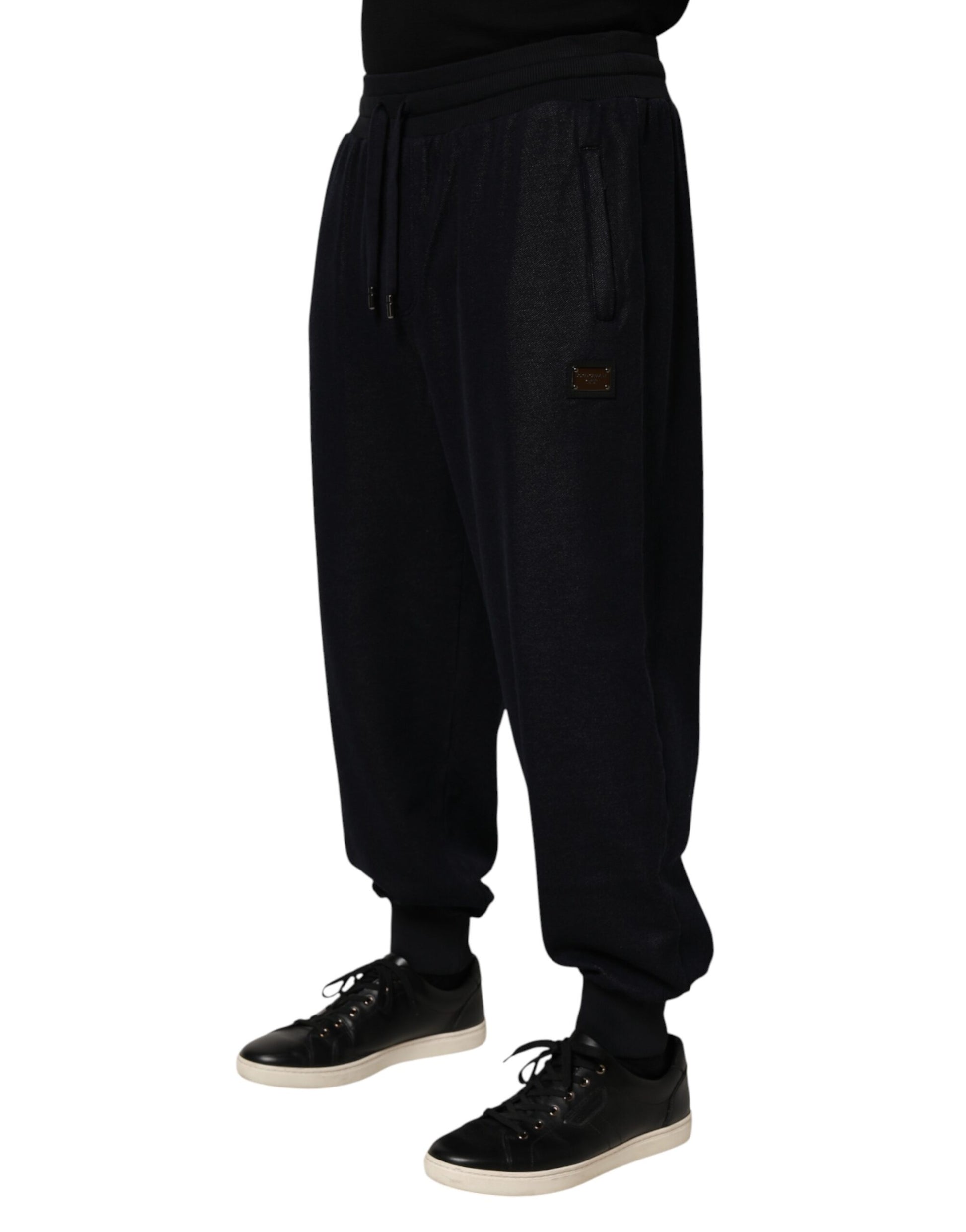 Black Cotton Blend Drawstring Jogger Jogger Pants