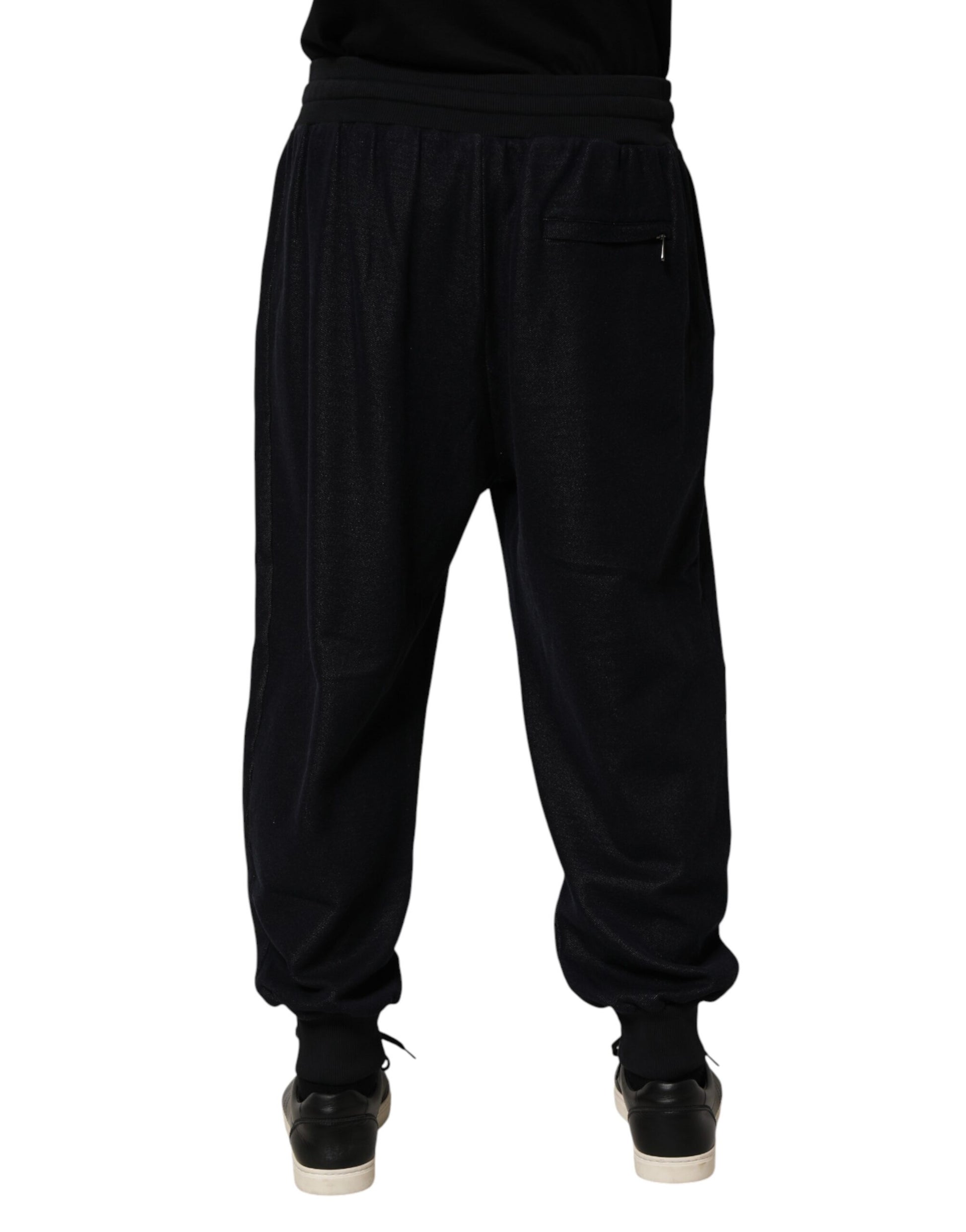 Black Cotton Blend Drawstring Jogger Jogger Pants