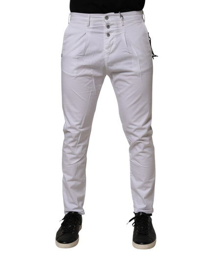 White Cotton Stretch Slim Fit Denim Jeans