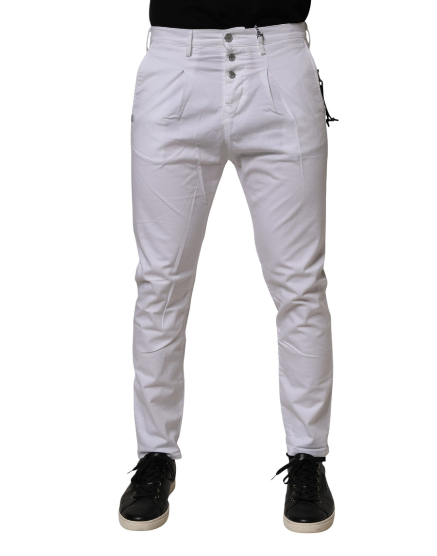 White Cotton Stretch Slim Fit Denim Jeans