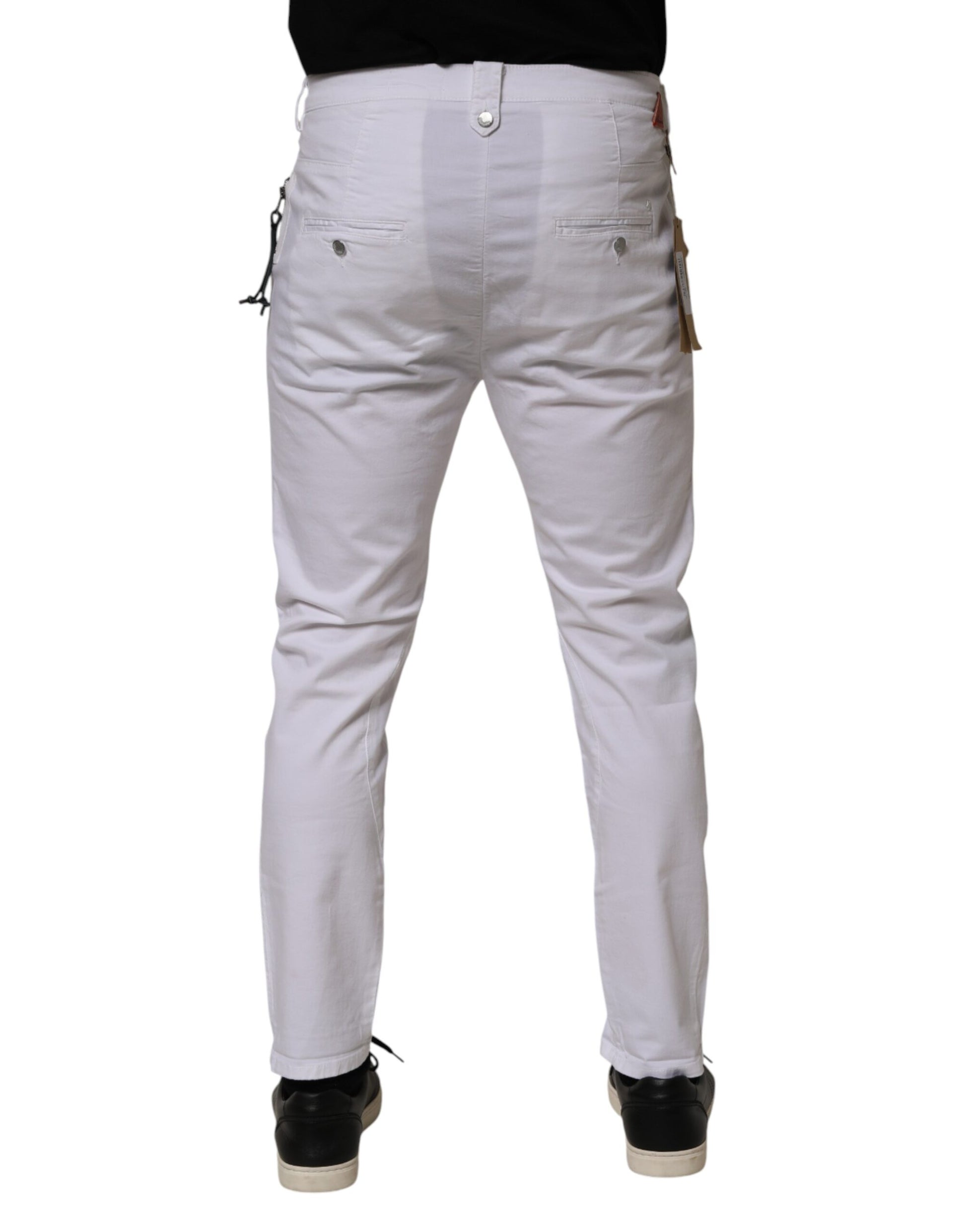 White Cotton Stretch Slim Fit Denim Jeans