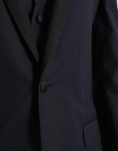 Blue Wool MARTINI 1 Button Men 3 Piece Suit