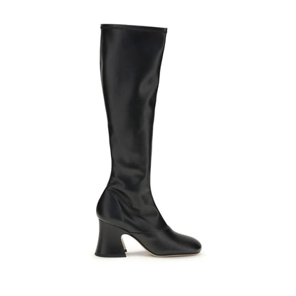 Black Leather High Heel Boots
