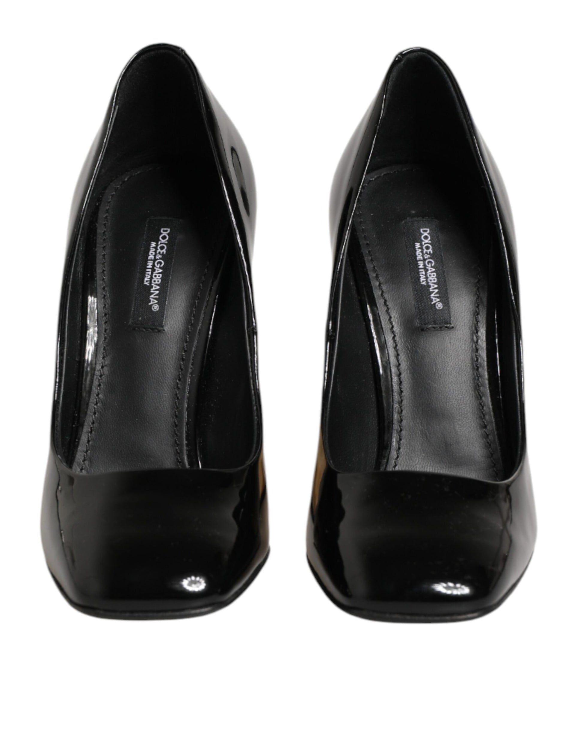 Black Gold Patent Leather Logo Heels Pumps Shoes