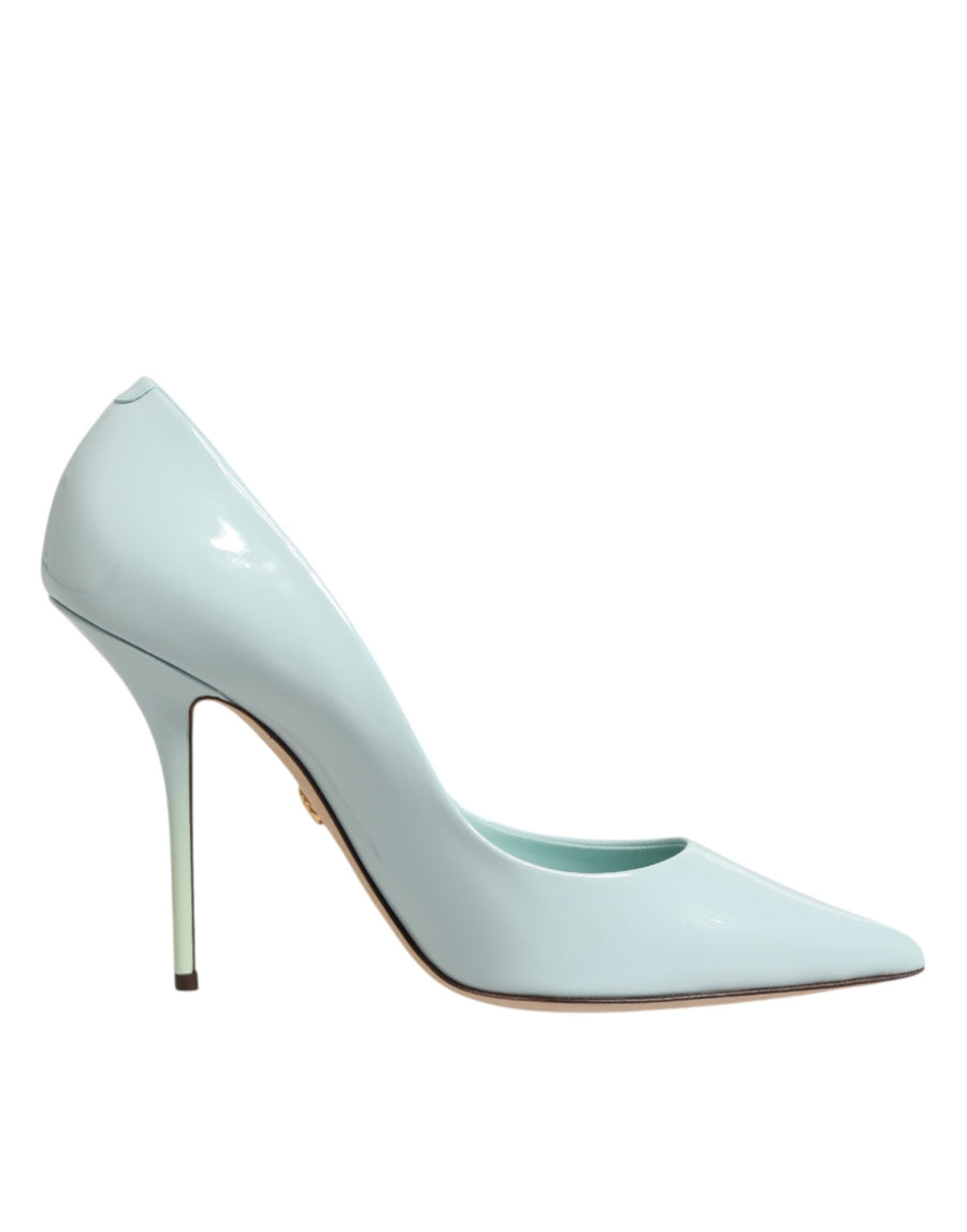 Mint Green Leather Stiletto Heels Pumps Shoes