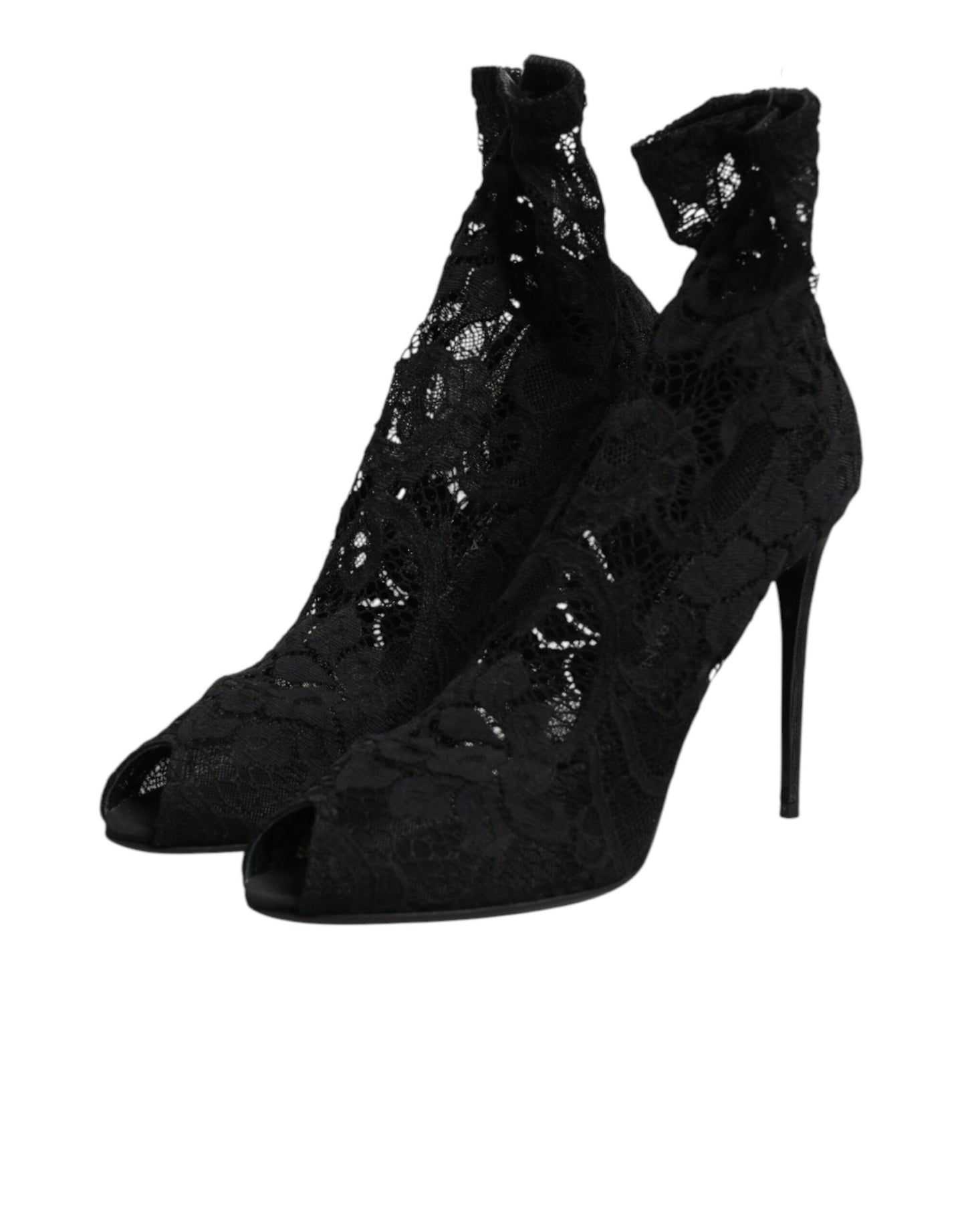 Black Stretch Taormina Lace Boots Shoes
