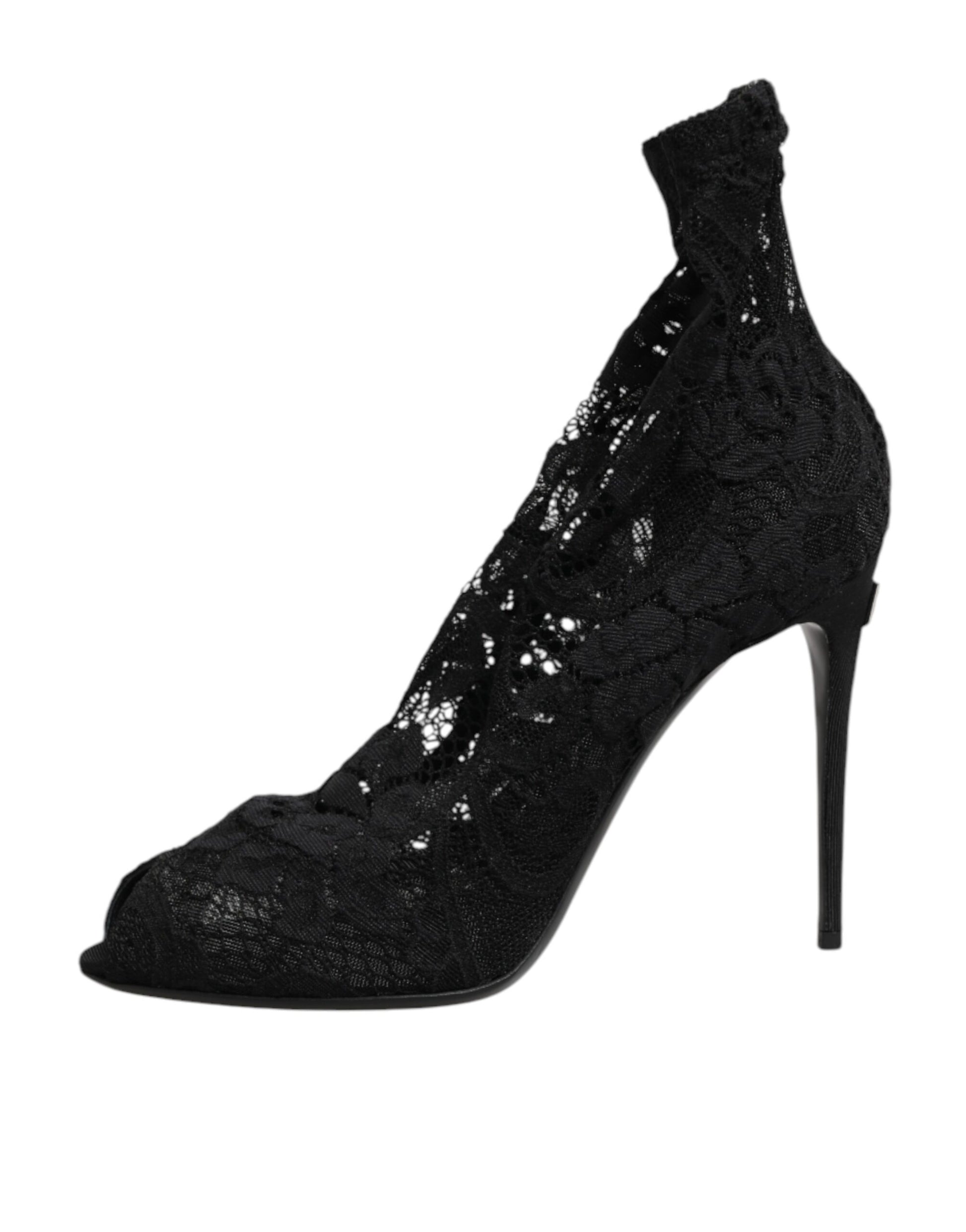Black Stretch Taormina Lace Boots Shoes
