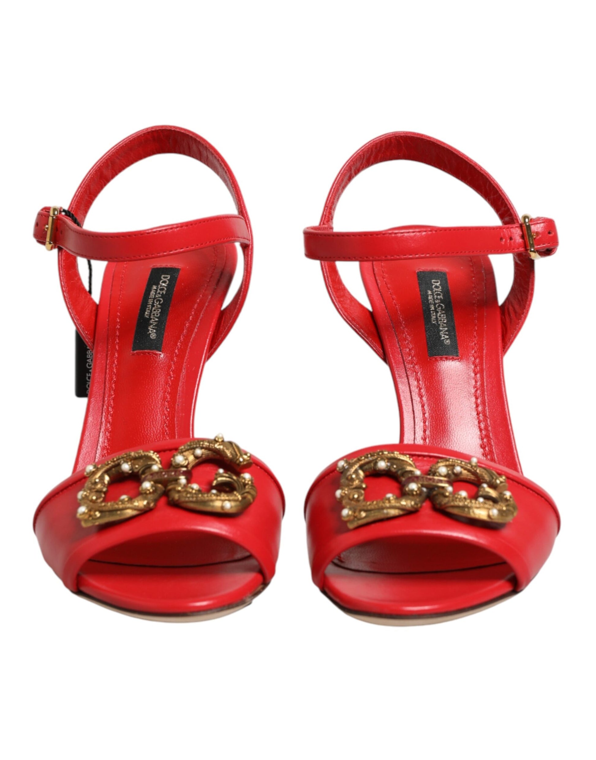 Red Leather DG AMORE Heels Sandals Shoes