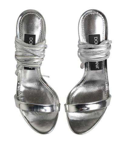 Silver Strappy High Heels Sandals Shoes