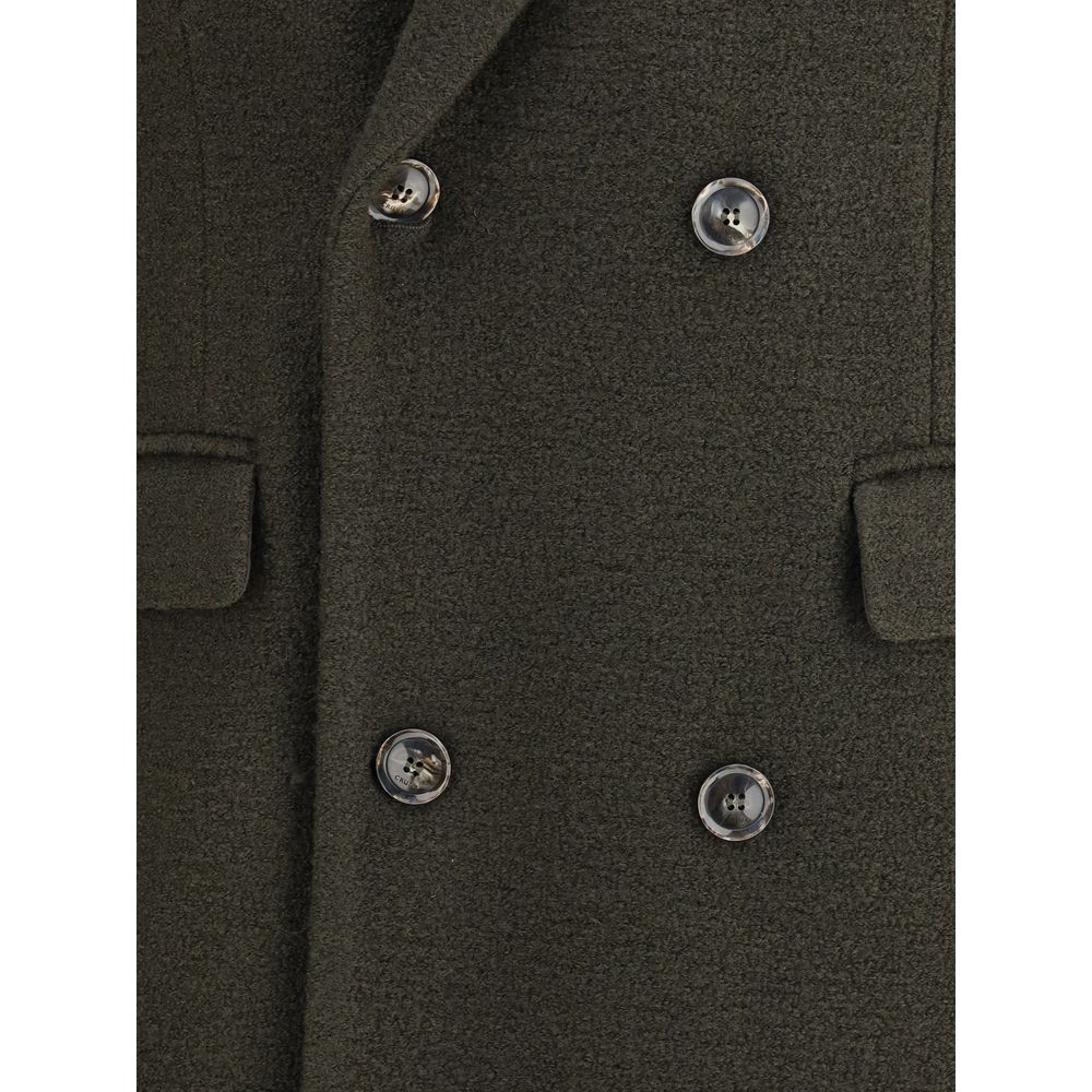 Bicolor Fleece Wool Coat
