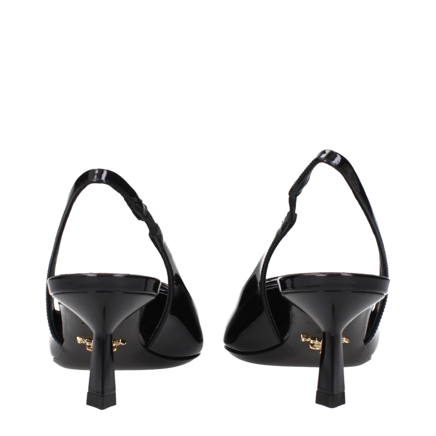 Black Leather Mid Heel Pumps