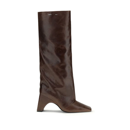 Brown Leather High Heel Boots