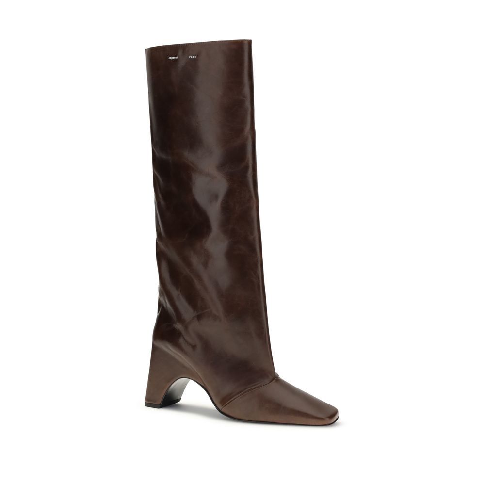 Brown Leather High Heel Boots