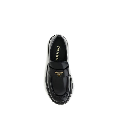 Black Calf Leather Bos Taurus Platform Loafers