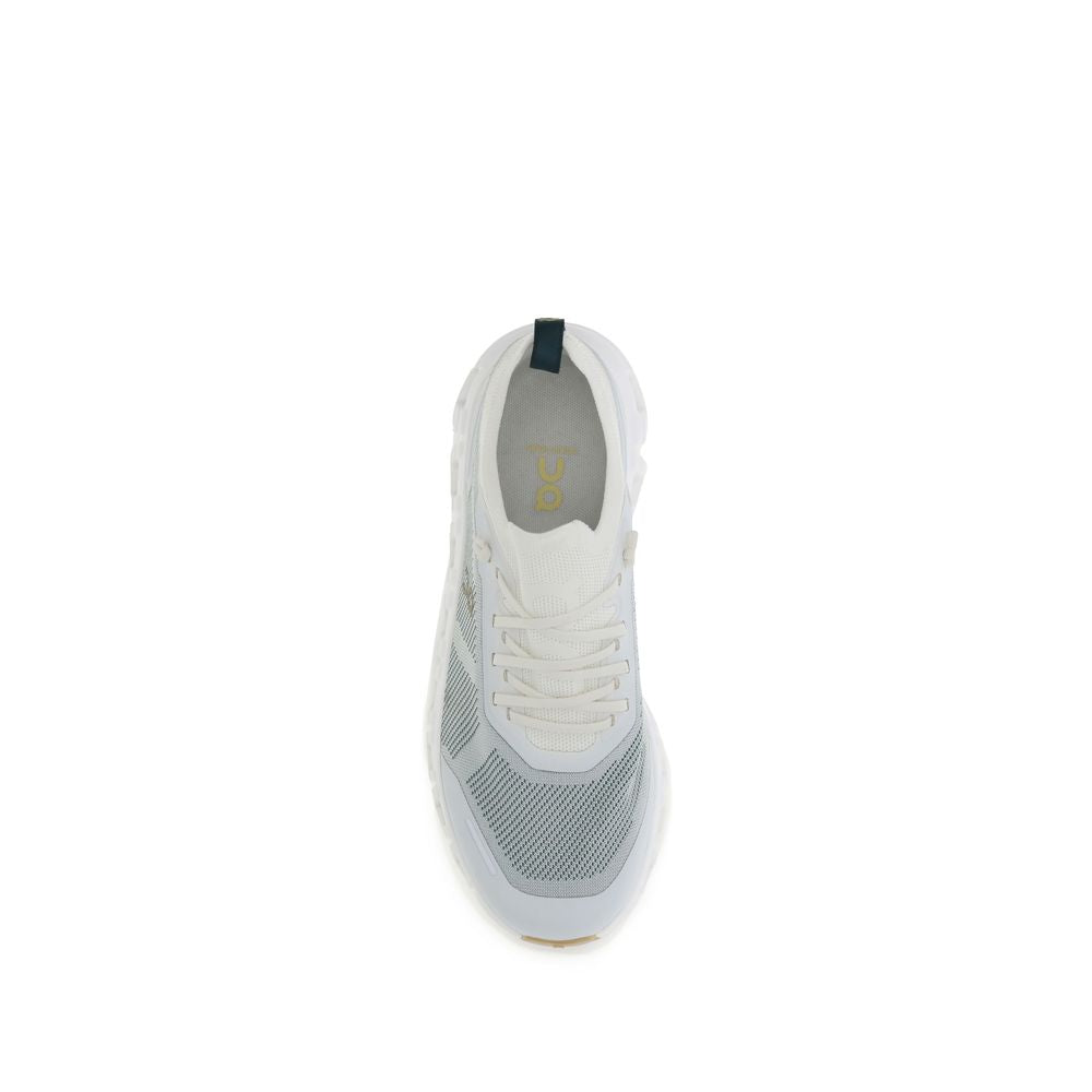 White Polyester Athletic Sneakers