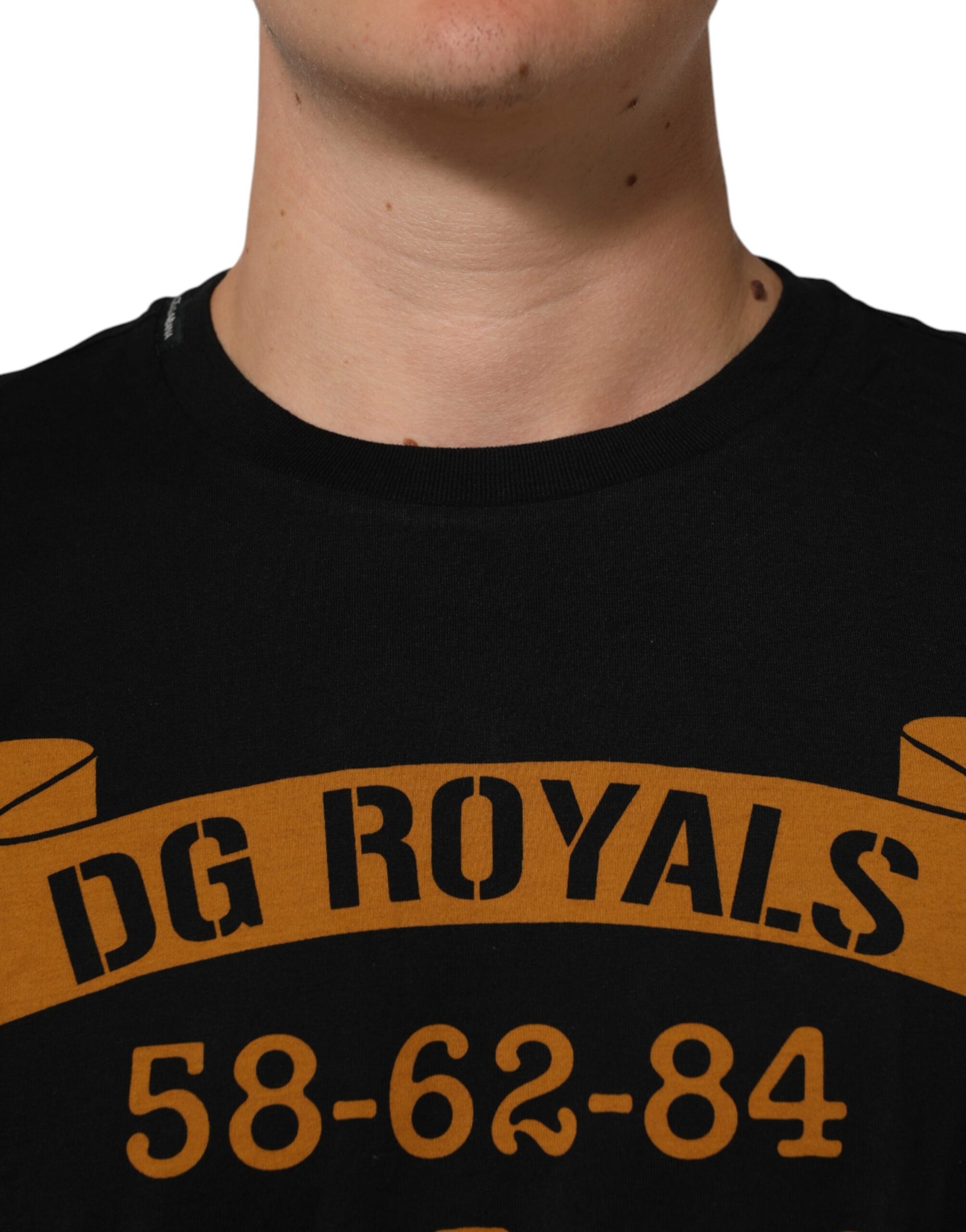 Black DG Royals Cotton Crew Neck Men T-shirt