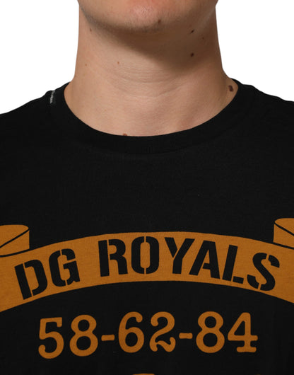 Black DG Royals Cotton Crew Neck Men T-shirt