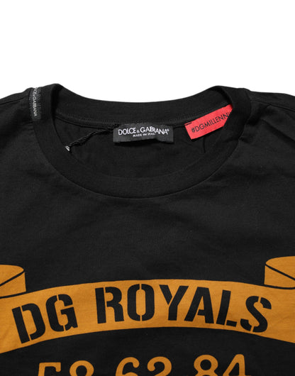 Black DG Royals Cotton Crew Neck Men T-shirt
