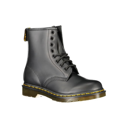 Black Leather Unisex Ankle Boot