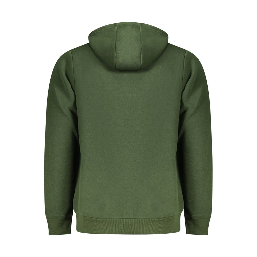 "Verde Cotton Men Sweatshirt with Hood and Central Pocket"