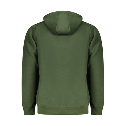"Verde Cotton Men Sweatshirt with Hood and Central Pocket"