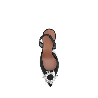 Black Polyester High Heel Pumps