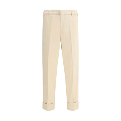 Beige Cotton Casual Pants