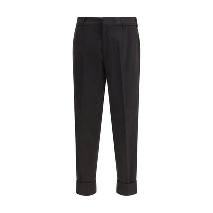 Black Cotton Casual Pants