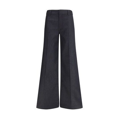 Black Polyester Flared Pants