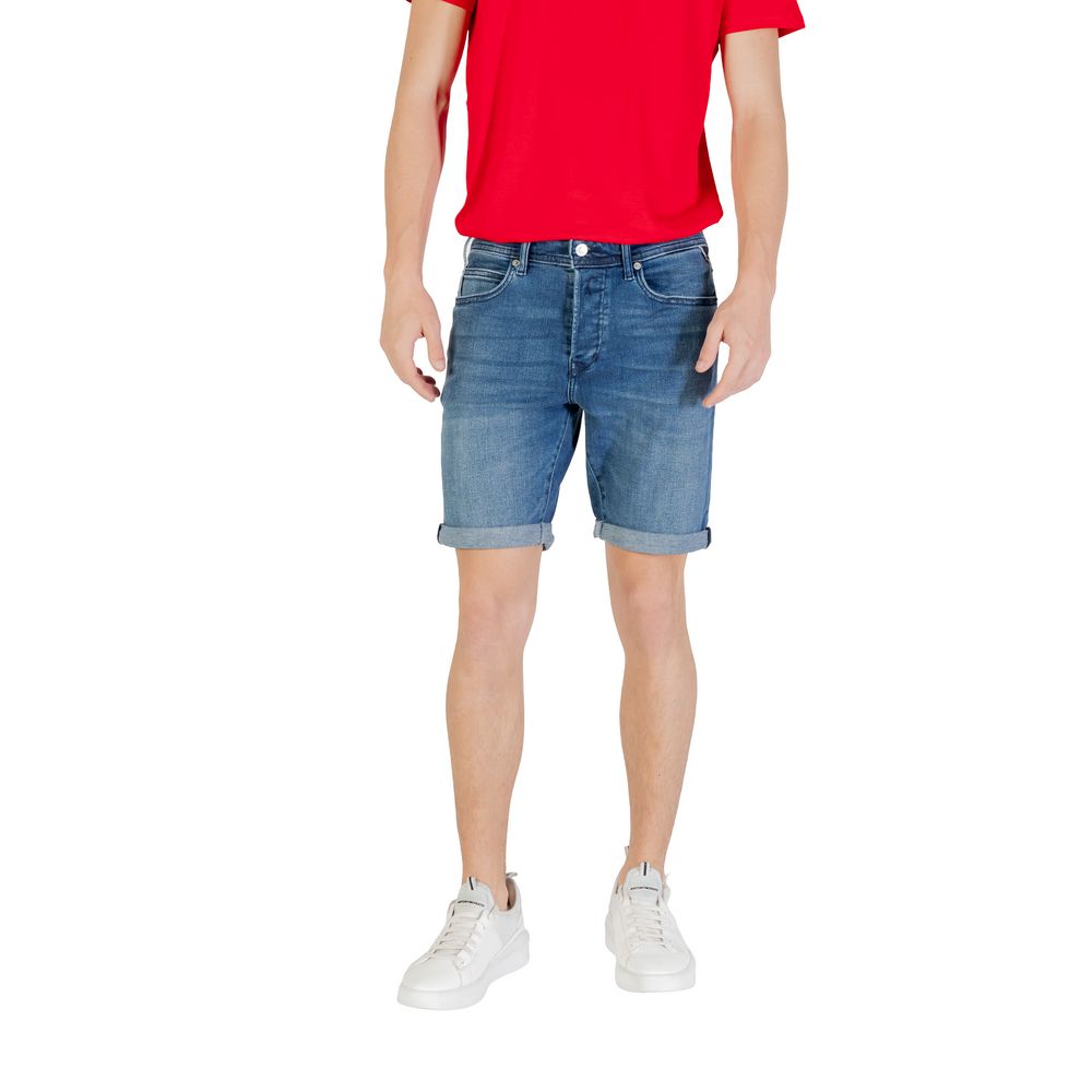 Blue Cotton Bermuda Shorts