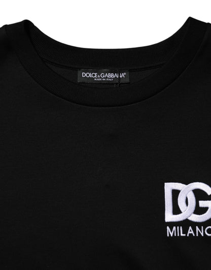 Black Cotton DG Logo Embroidery Top  T-shirt