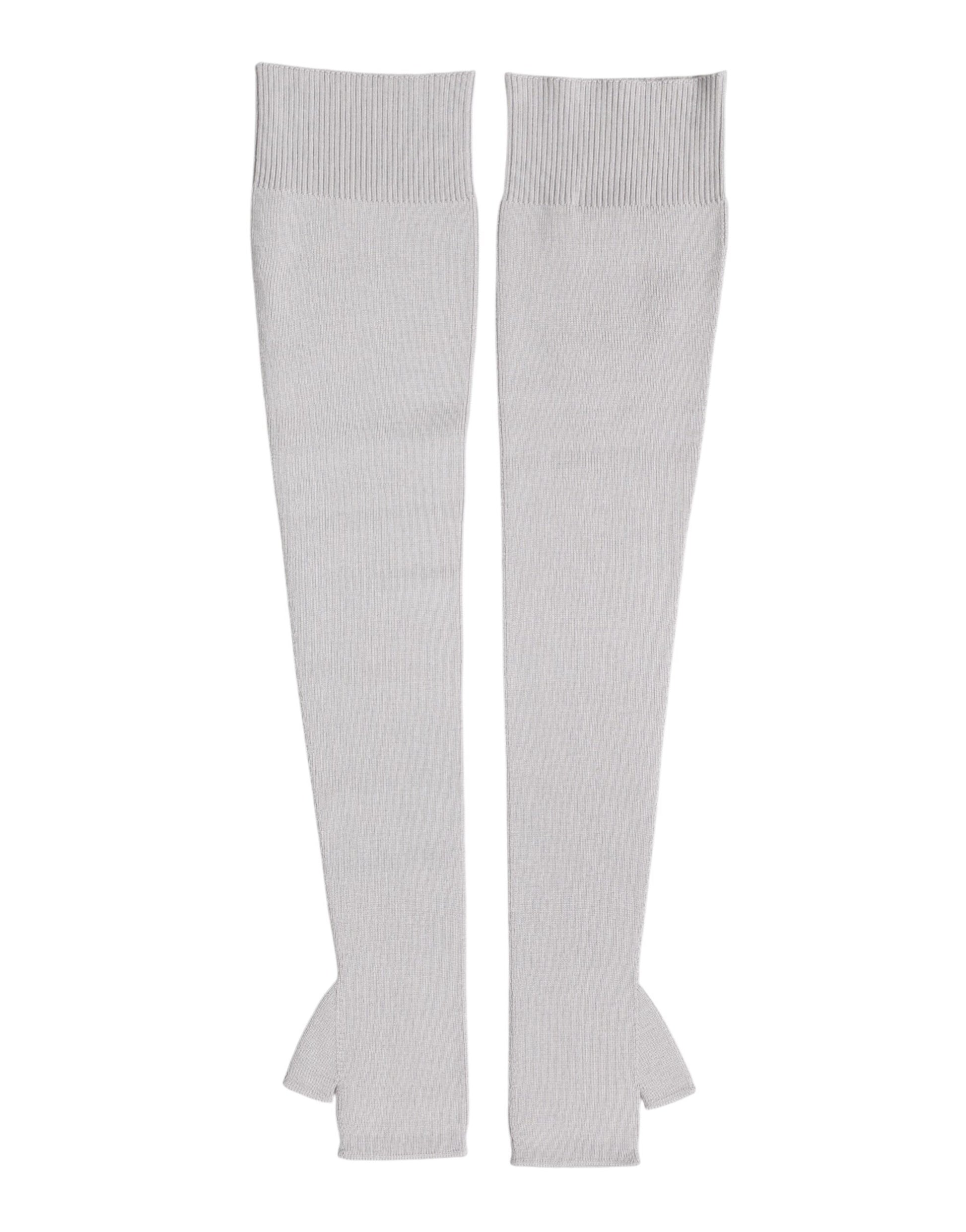 Gray Virgin Wool Knitted Fingerless Men Gloves