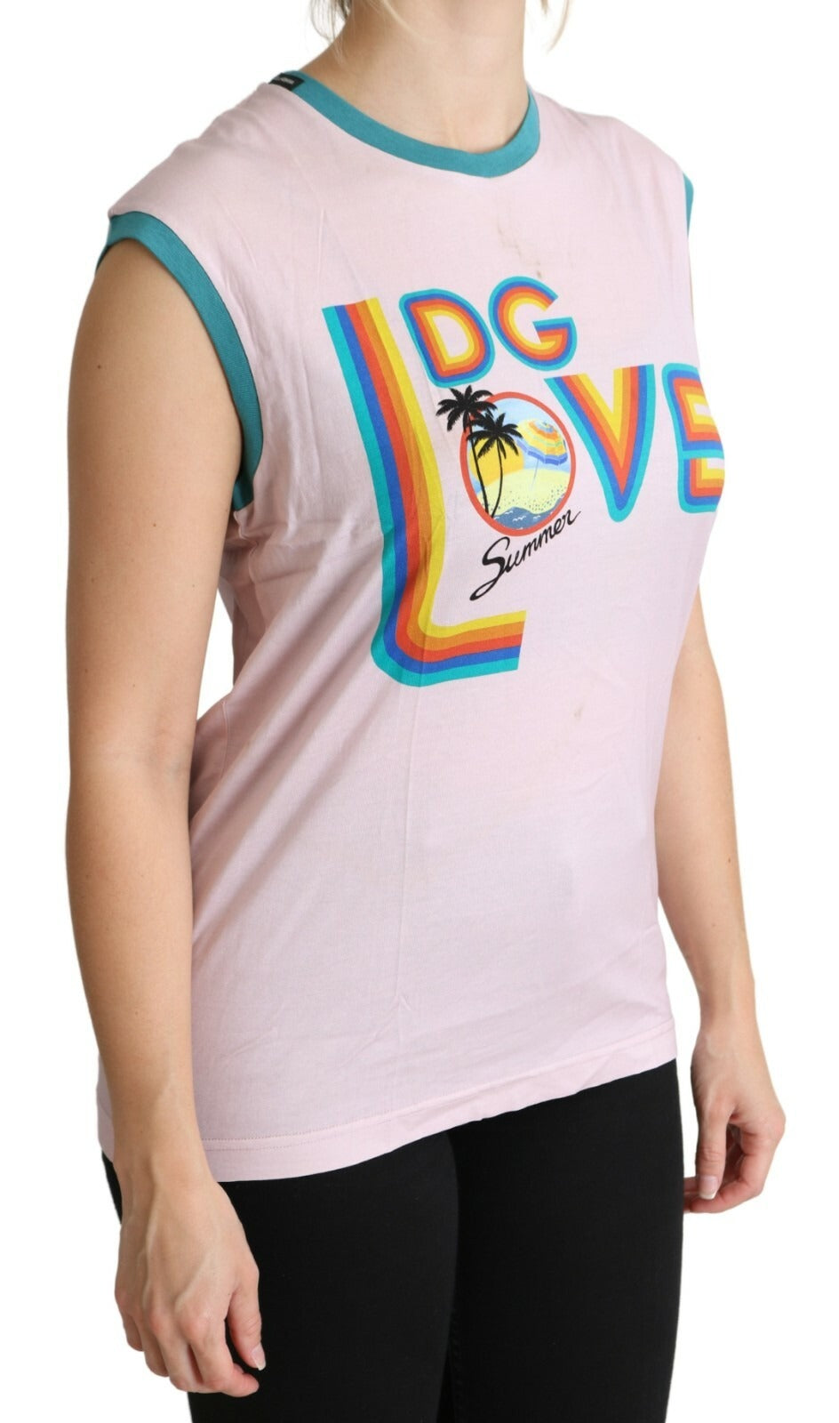 Multicolor DG Love Cotton Round Neck Tank Tops