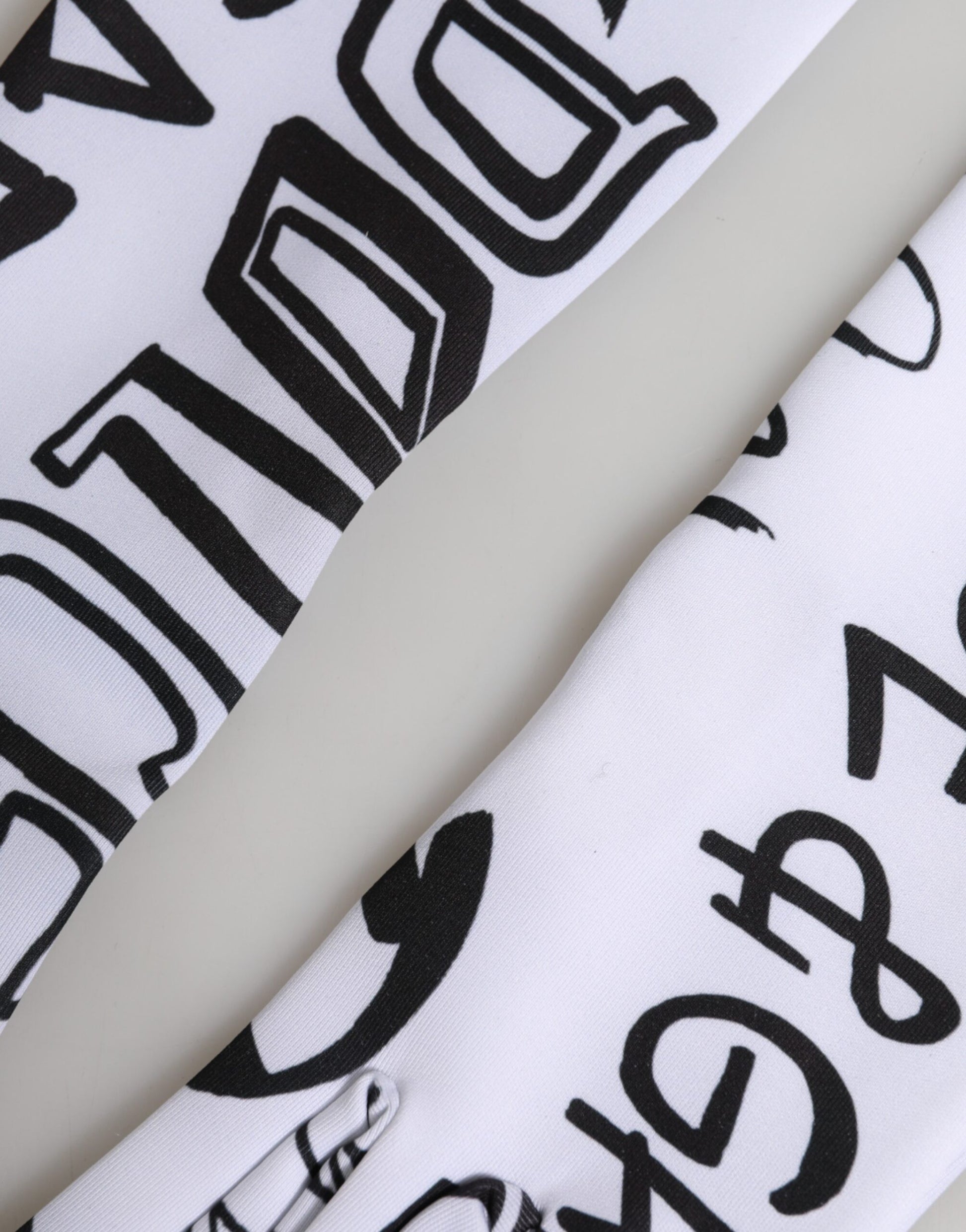 Black White DG Logo Elbow Length Mitten  Gloves