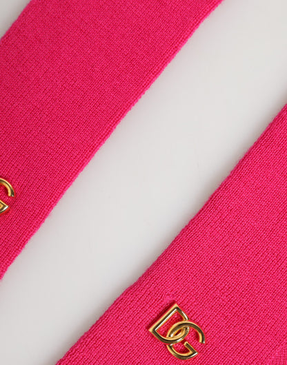 Pink Wool Fingerless Elbow Length Mitten Gloves