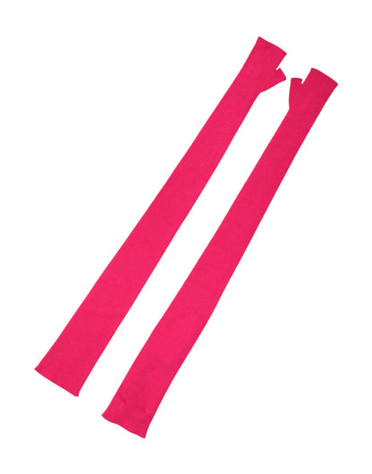 Pink Wool Fingerless Elbow Length Mitten Gloves