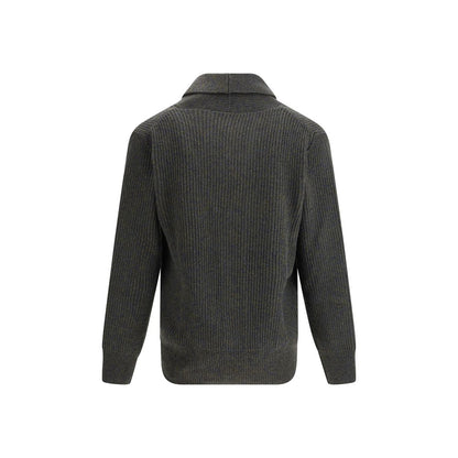 Bicolor Fleece Wool Cardigan