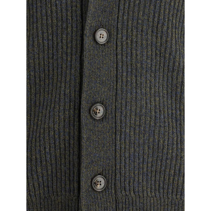 Bicolor Fleece Wool Cardigan