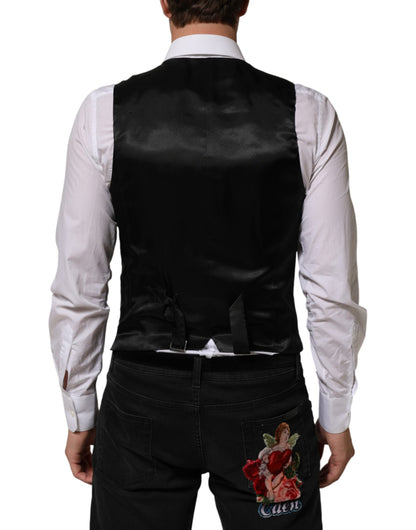 Black Polyester Dress Formal Waistcoat Vest