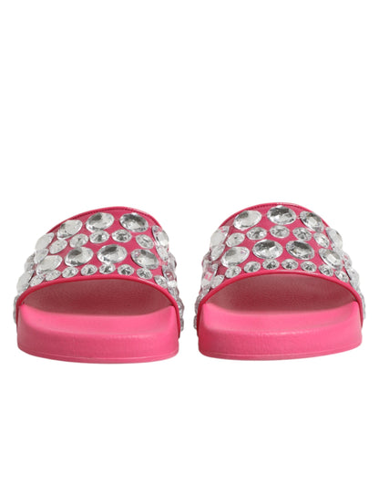 Pink Crystal Slides Sandals Beachwear Shoes