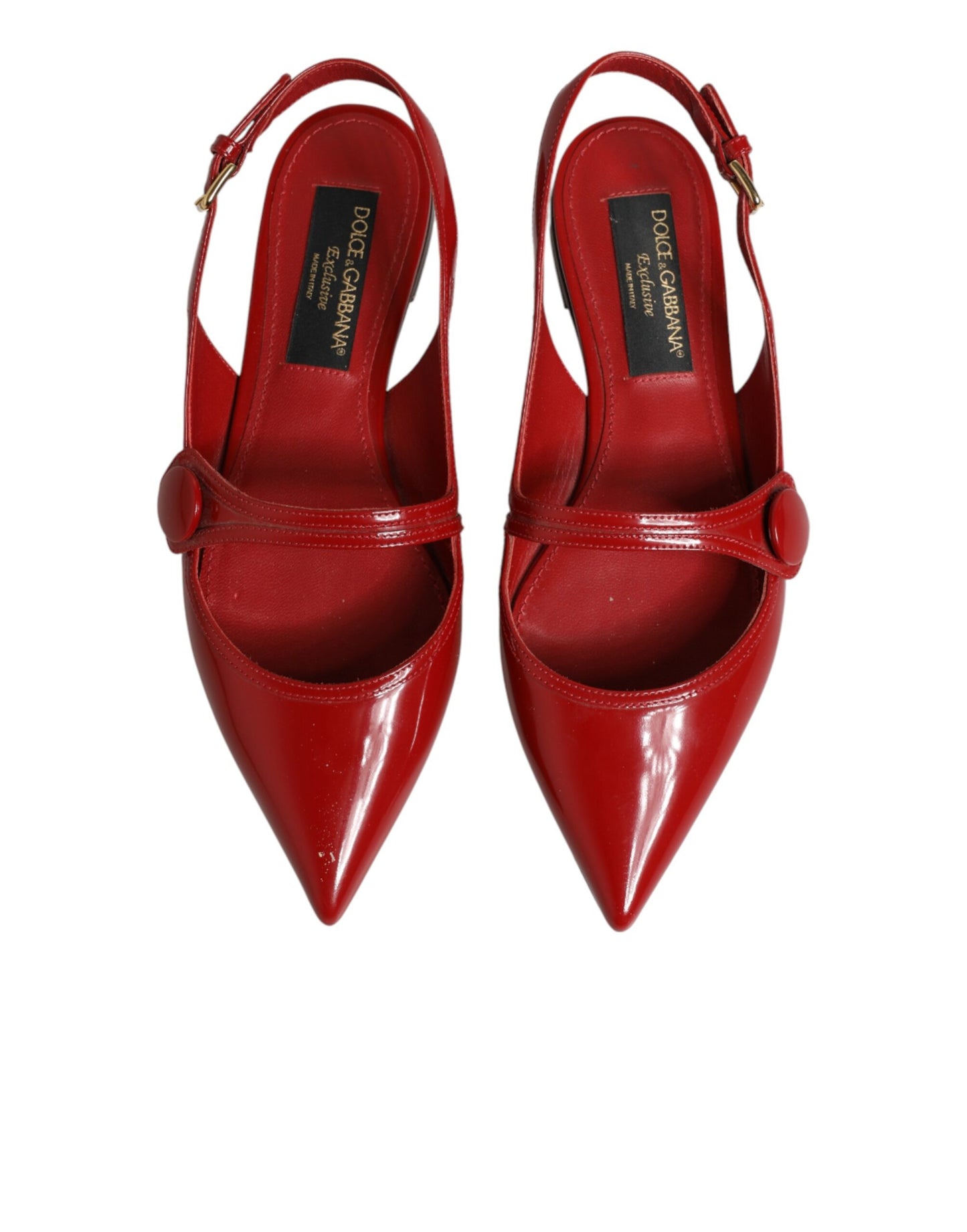Red Leather Slingback Flats Sandals Shoes