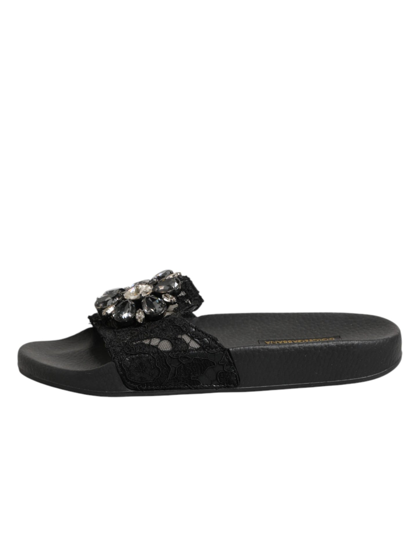 Black Devotion Matelassé Leather Slides Shoes