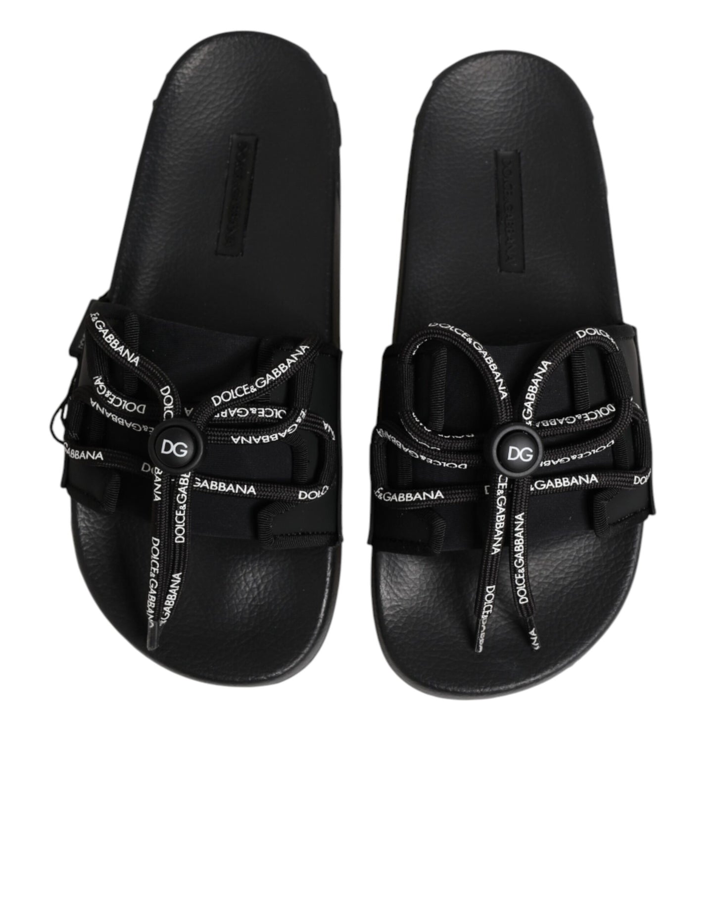 Black logo print Slides Beachwear Shoes