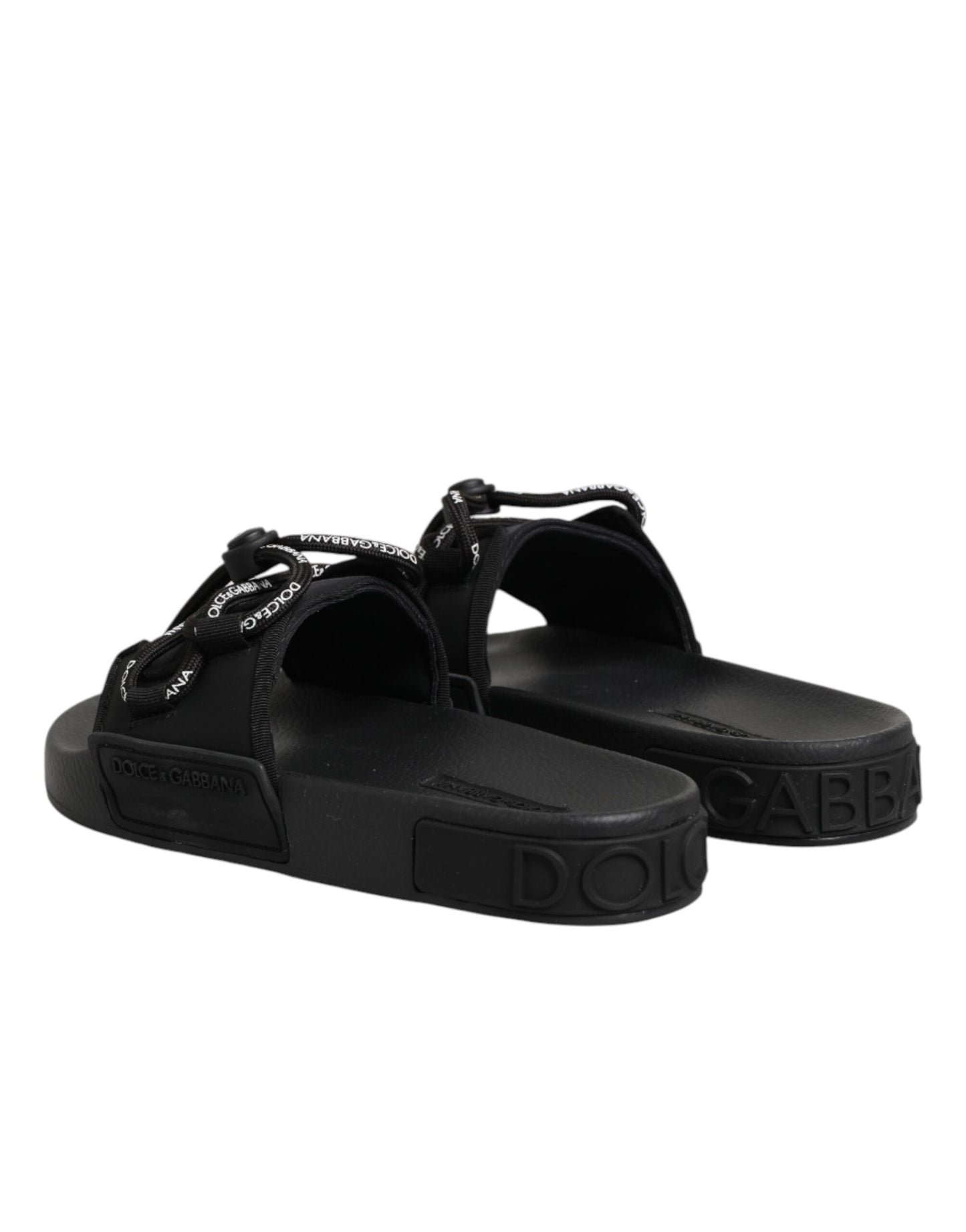 Black logo print Slides Beachwear Shoes