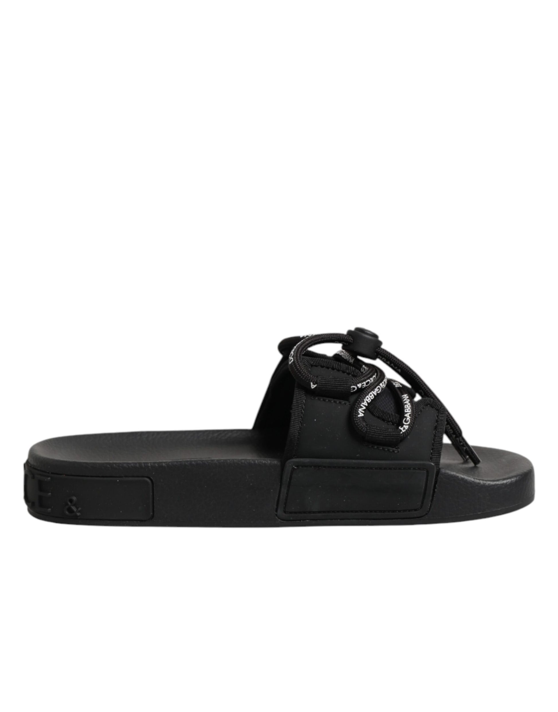Black logo print Slides Beachwear Shoes