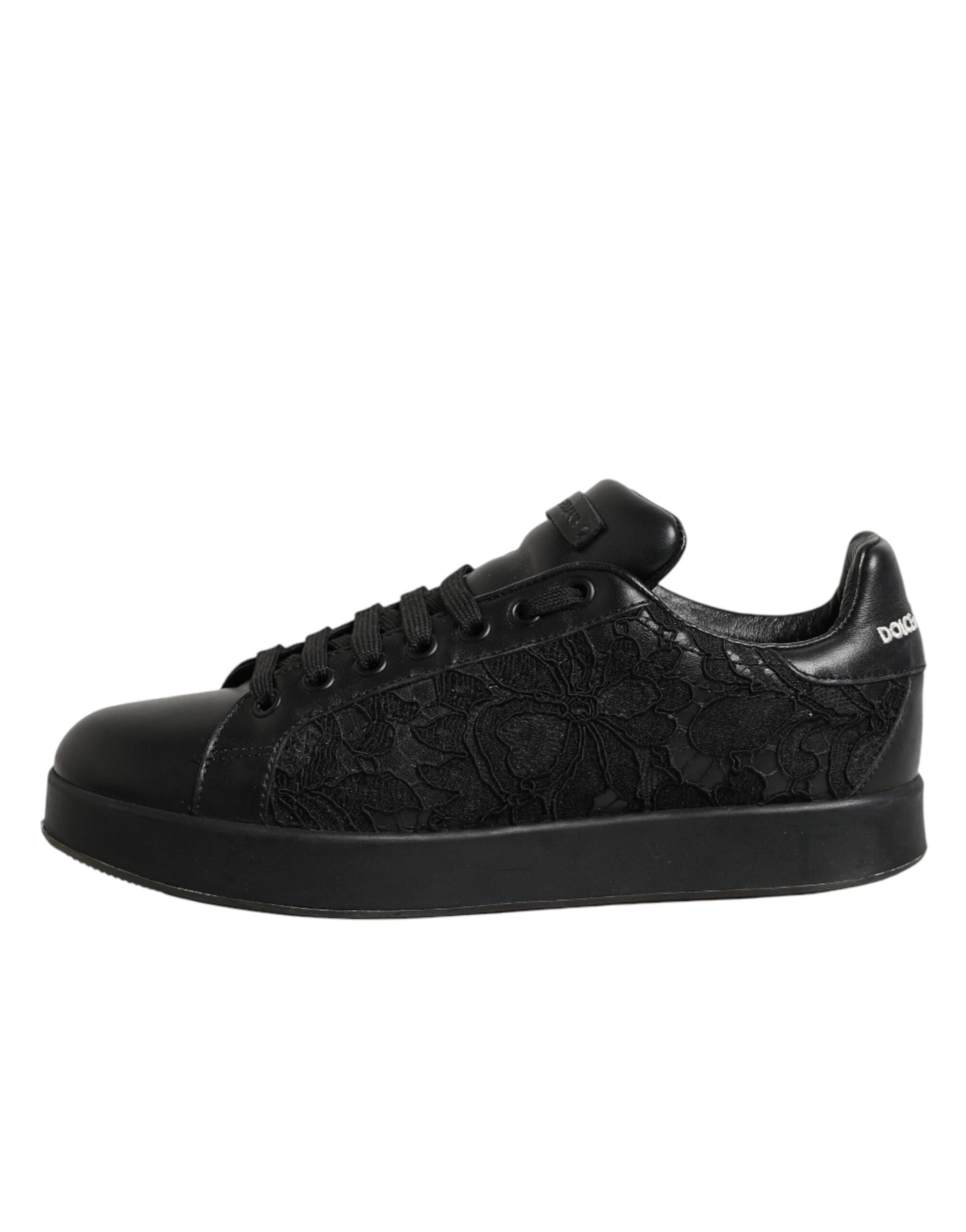 Black Floral Lace Low Top Sneakers Shoes