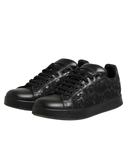 Black Floral Lace Low Top Sneaker Shoes
