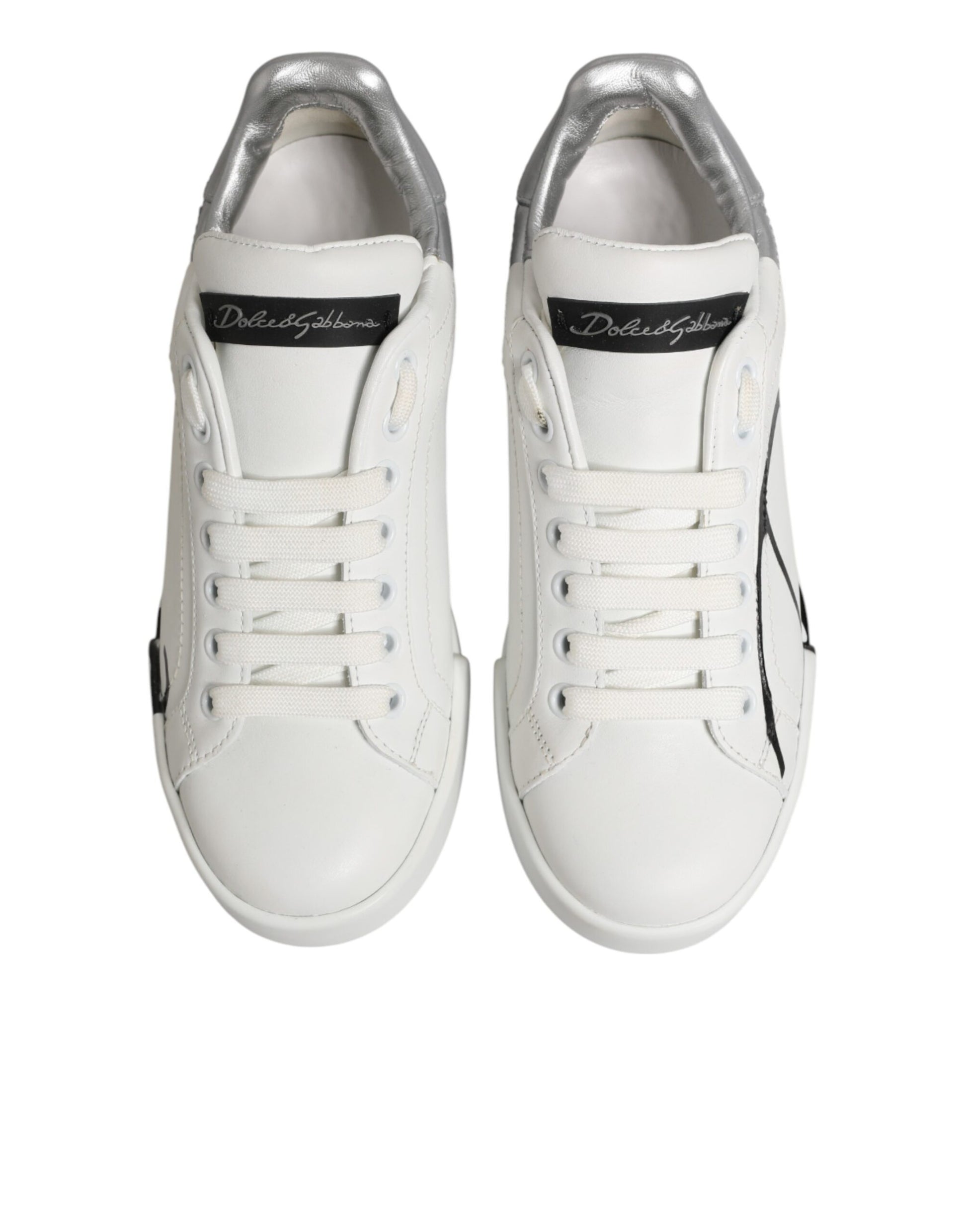 White Gray Low Top Leather Sneaker Shoes